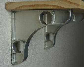 Two machined 1" wide large pocket aluminum shelf brackets 5.75 x 6.25