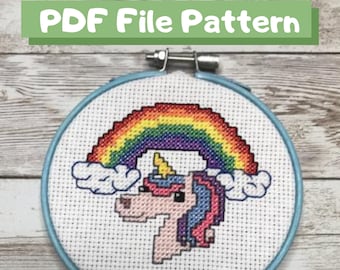 Unicornio Mágico - Patrón Punto de Cruz- PDF Digital