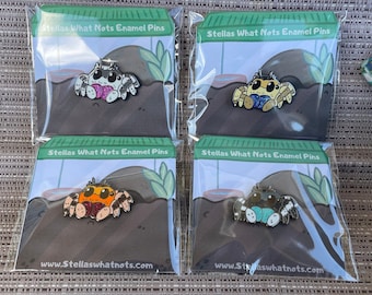 Jumping Spider Enamel pin - Glitter pin - Phidippus Audax/Regius