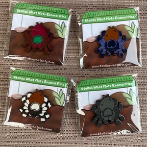Tarantula Emaille Pins - N. Chromatus, C. Versicolor, C. Cyaneopubescens, G. Pulchra - Exotische Haustiere