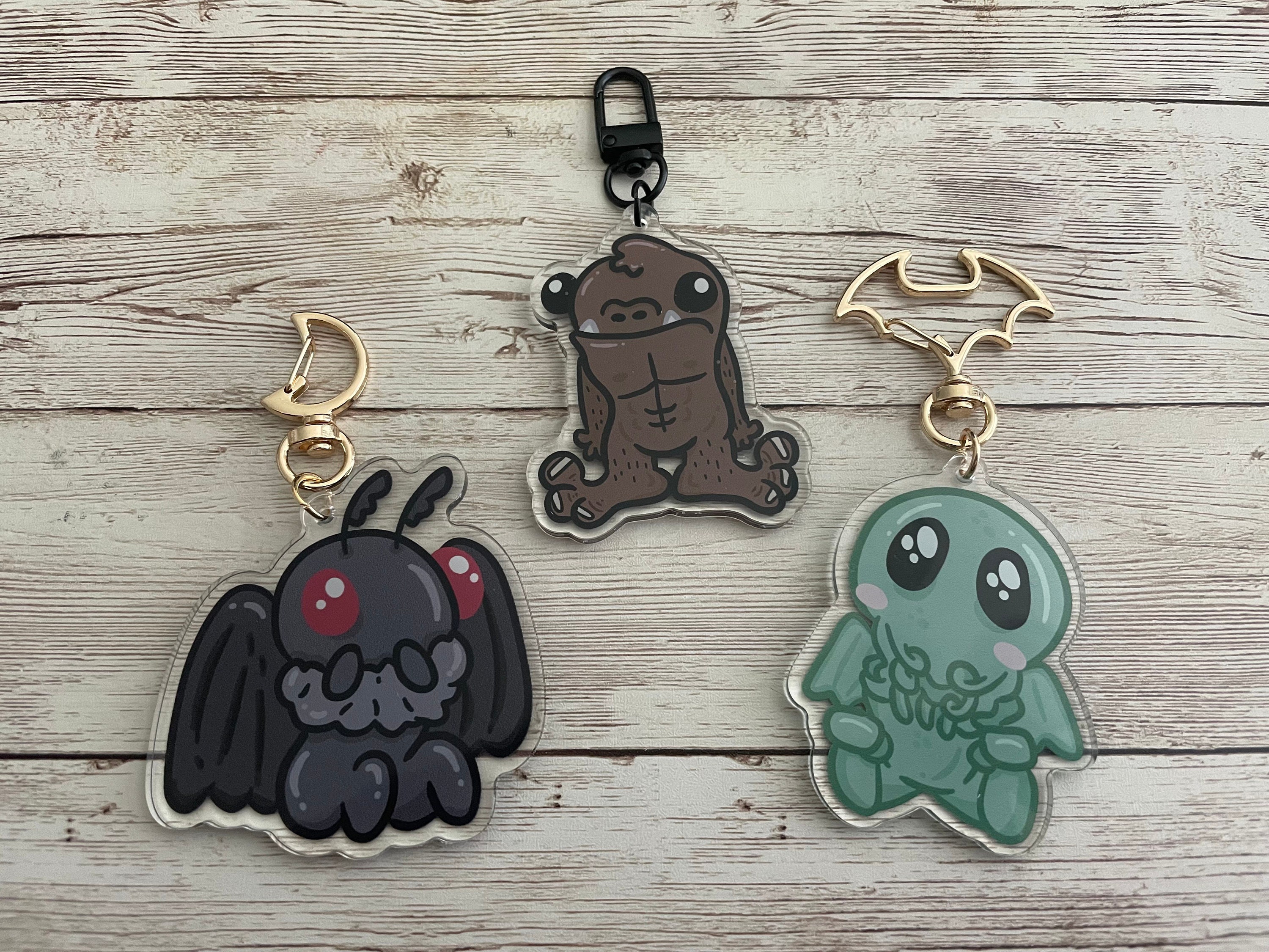Mothman Key Chain Cryptids - Mothman/big Foot/cthulu - Double Sided Acrylic Keychain - Etsy