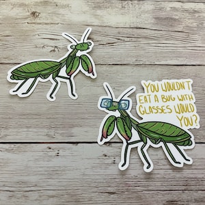 Praying Mantis Sticker- Insect Artwork - Laminated sticker