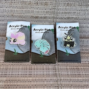 Insects pins- Hornworm/Bumble Bee/Rosy Maple Moth - Exotic Pets - Acrylic pin