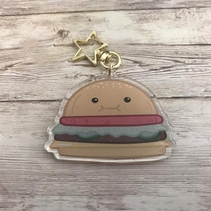 Happy Hamburger- Fastfood - Double Sided Acrylic Keychain