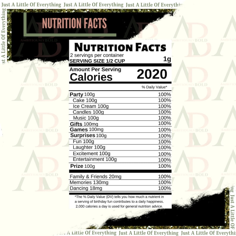 Nutrition Facts Template DIY Nutrition Facts Blank Nutrition | Etsy