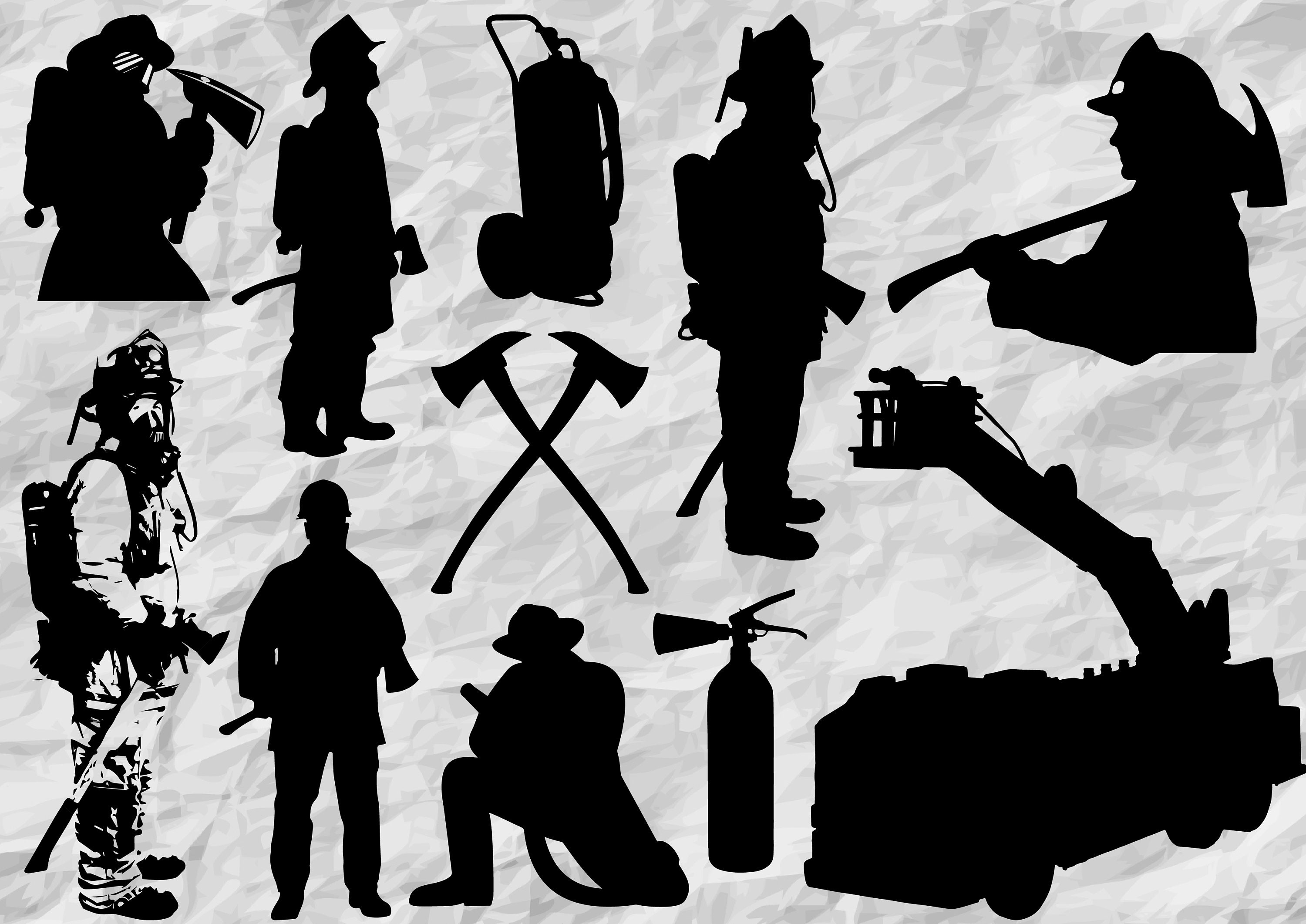 11 Firefighter SVG cut files, firefighter silhouette, printable vector clip...