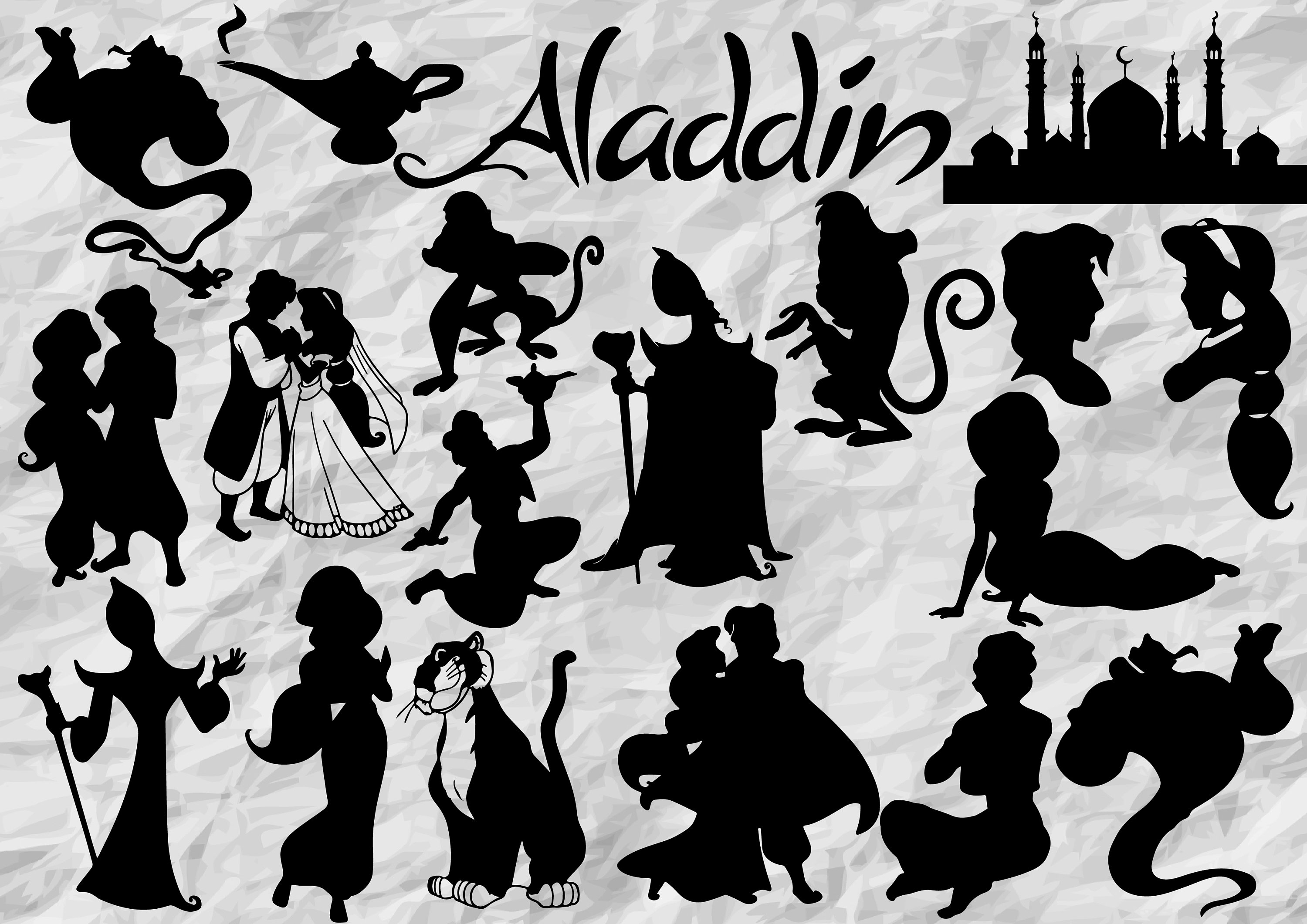 Princess Jasmine And Aladdin Silhouette