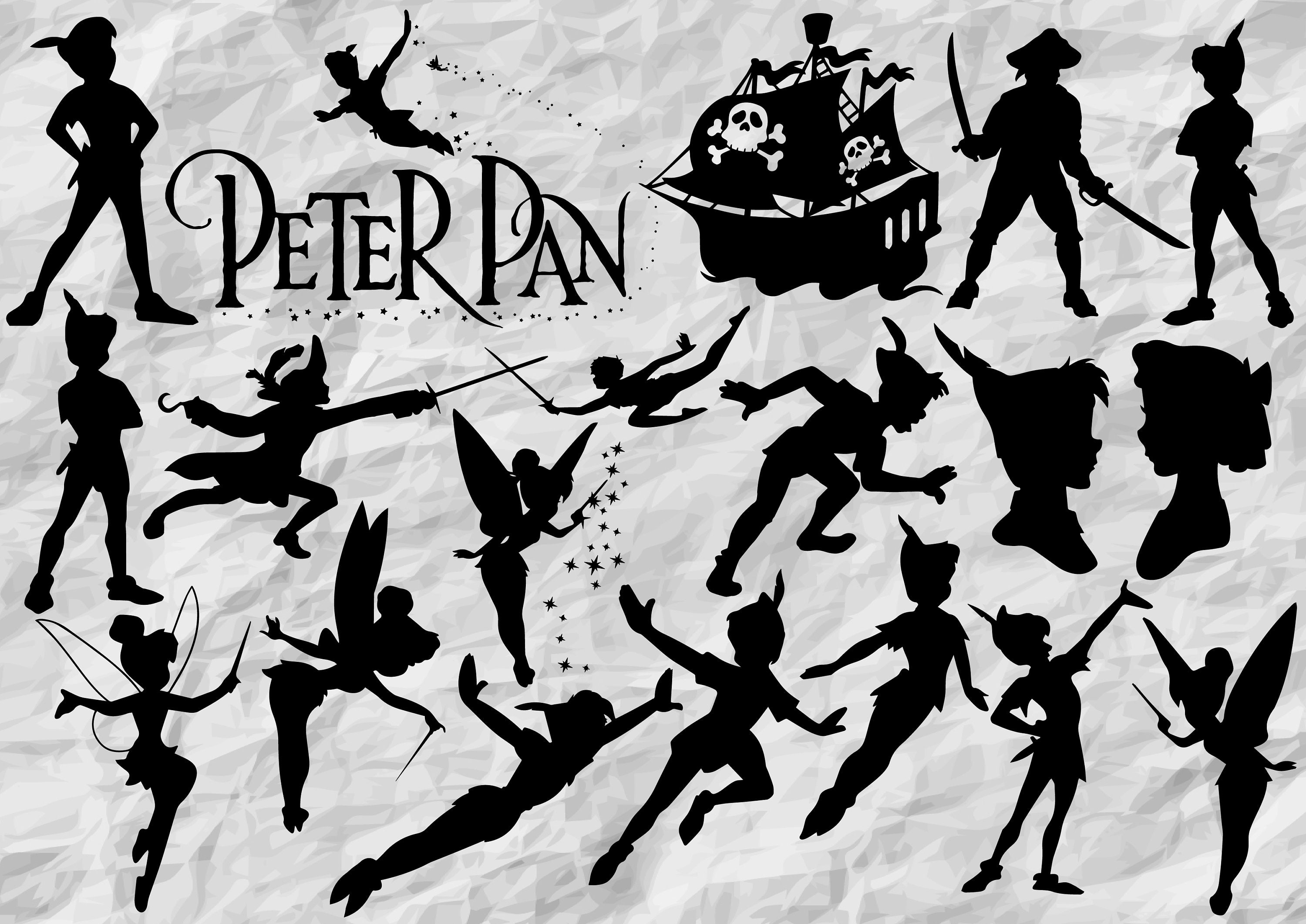 18 Peter Pan svg cut file vector silhouettes printable | Etsy