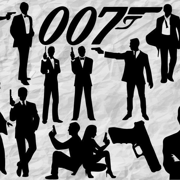 13 James Bond SVG cut files, instant download, printable vector clip arts, James Bond print, for cutting machines,Agent bundle