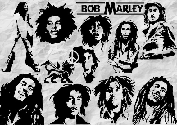 Buy 12 Bob Marley SVG Cut Files, Instant Download, Printable.