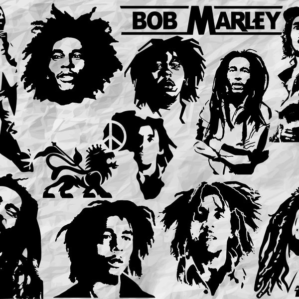 12 Bob Marley SVG cut files, instant download, printable vector clip arts, Bob Marley shirt print, for cutting machines, Bob Marley bundle