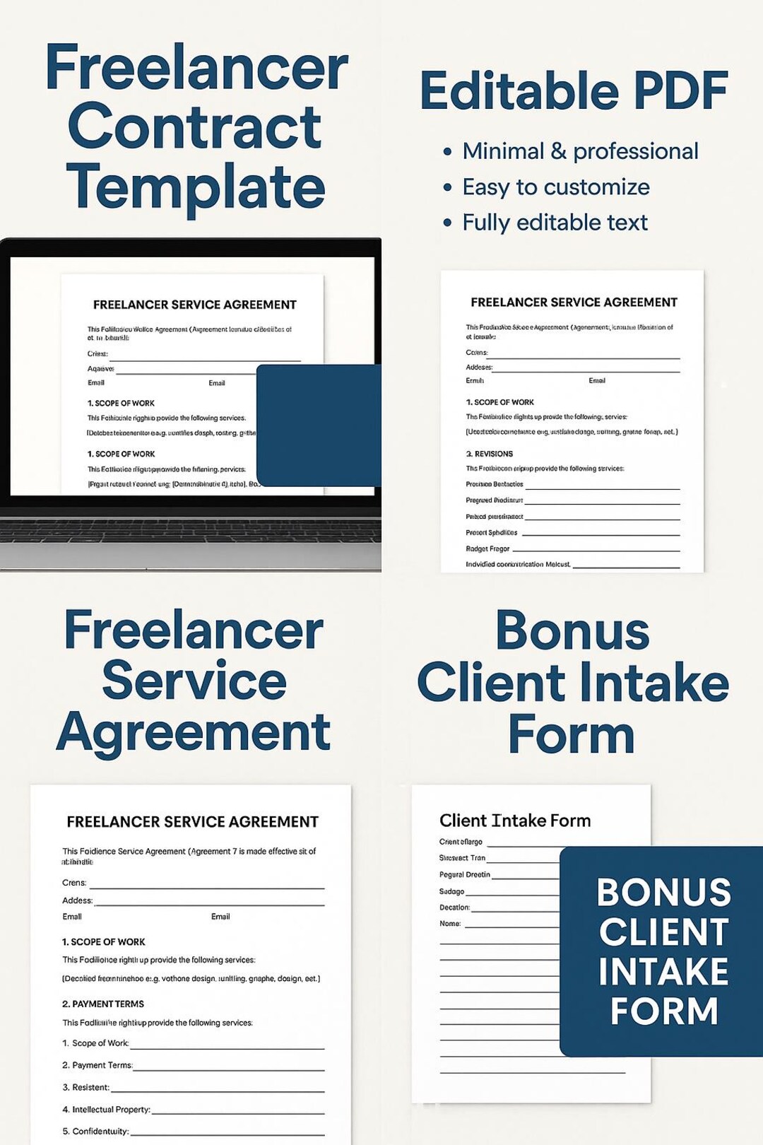 Freelancer Contract Template | Editable Service Agreement (PDF) - Etsy