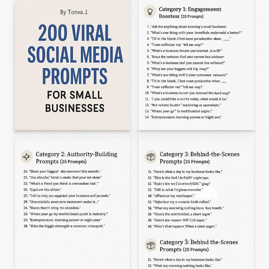 200 Social Media Prompts for Small Business (digital Download) - Etsy