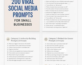 200 Social Media Prompts for Small Business (Digital Download)