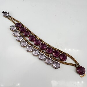 Art Deco Violet Bracelet Headlight Rhinestones Purple image 4