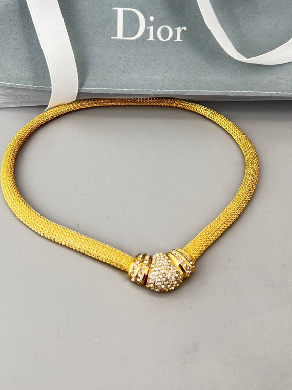Vintage Christian Dior Pave Collar Necklace Mesh