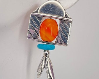 Post Modern Earrings Carnelian Turquoise Corn House