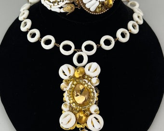 Cluster Set Necklace Brooch & Bracelet