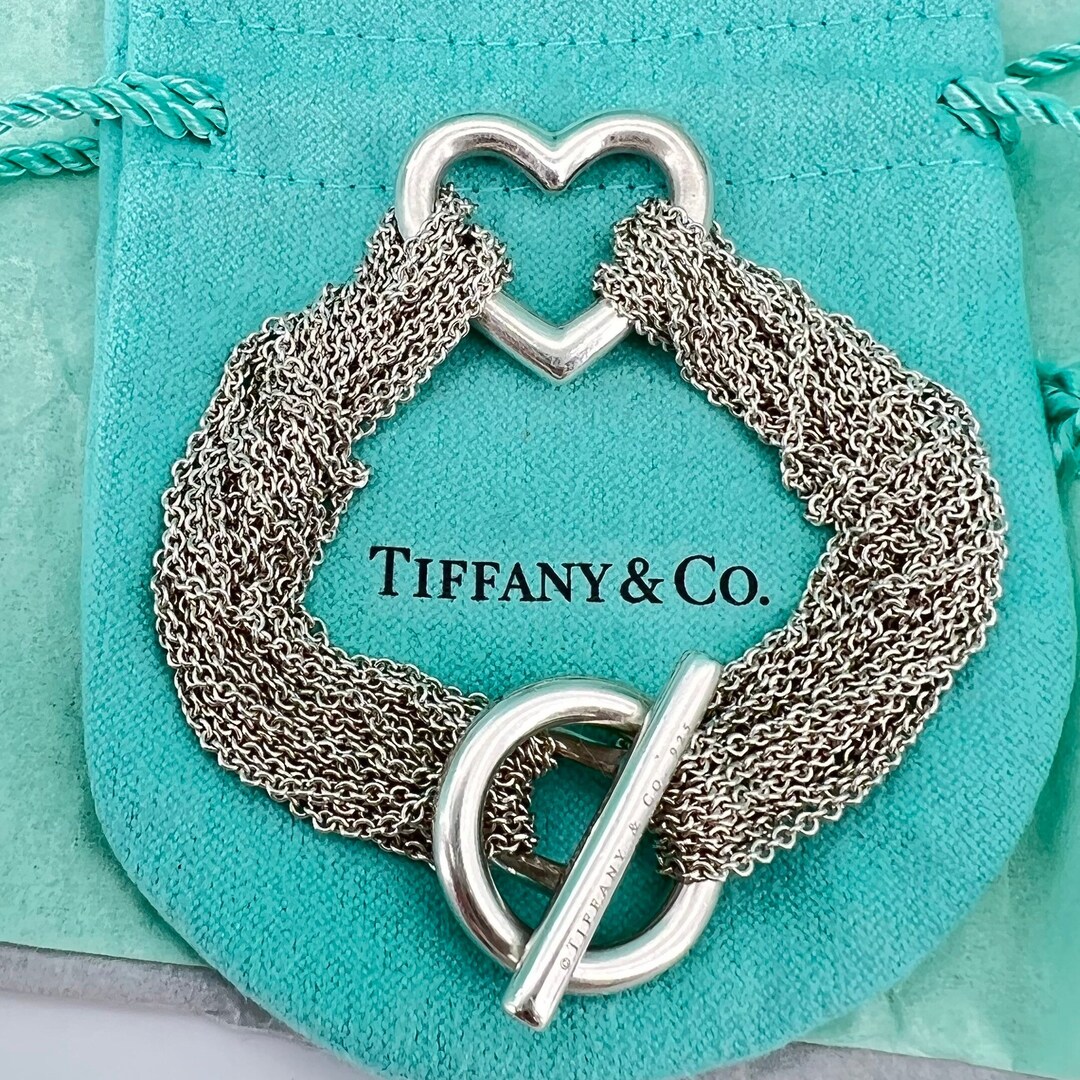 Authentic Tiffany & Co Heart Chain Bracelet 7.25 in 925
