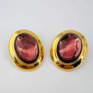 Vintage Monet for YSL Purple Earrings Clip image 1