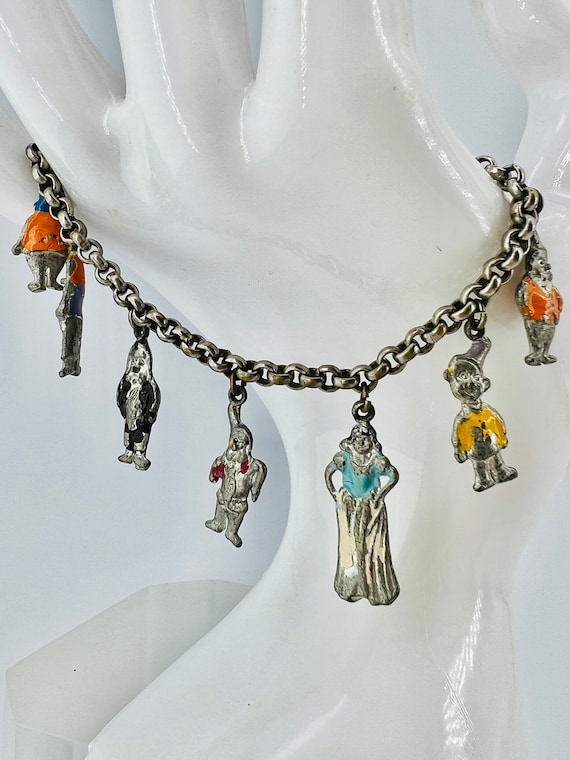 1938 vintage Disney Snow White & 7 Dwarfs Charm Br