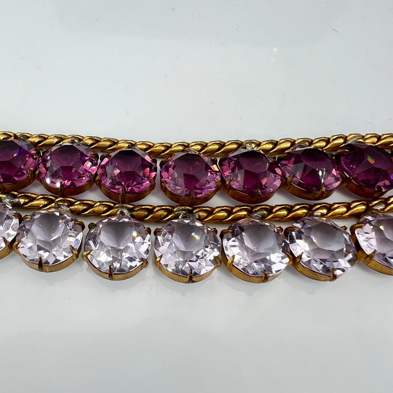 Art Deco Violet Bracelet Headlight Rhinestones Purple image 3