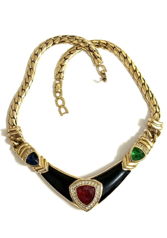 Christian Dior Jeweled Enamel Necklace