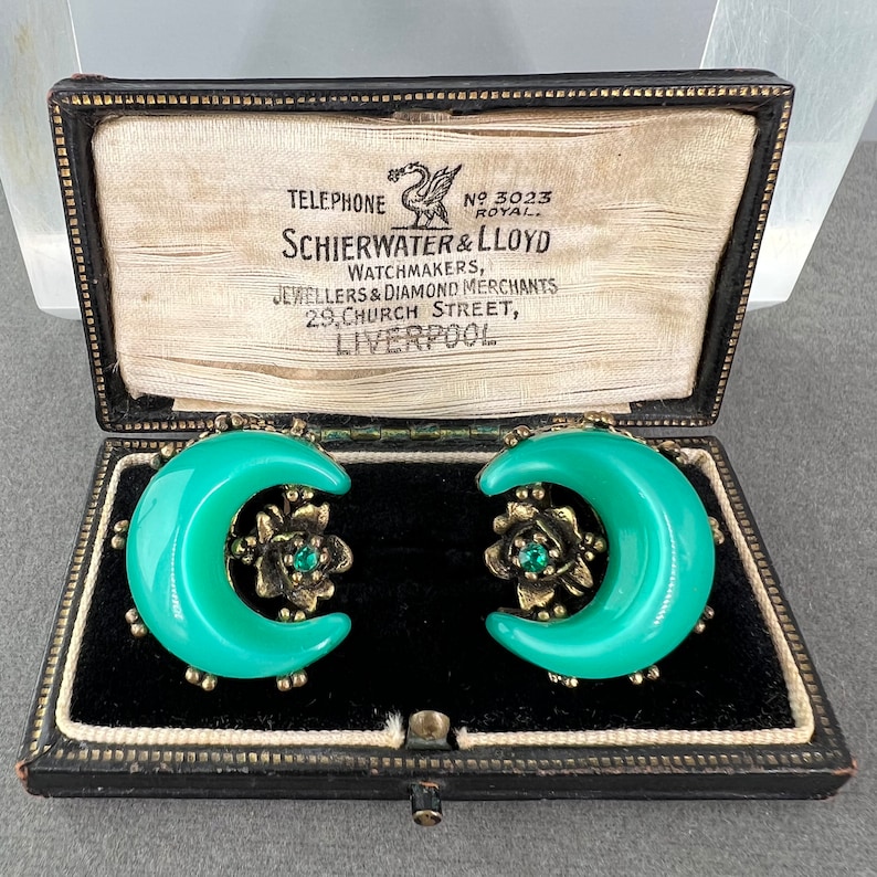 Pendientes vintage con clip que brillan en la luna imagen 1