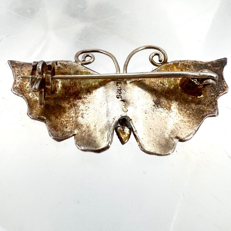 Enameled Butterfly Sterling Pin Brooch image 4