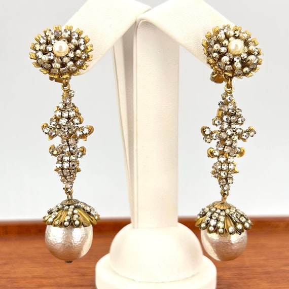 Early Miriam Haskell Earrings Encrusted Baroque B… - image 1