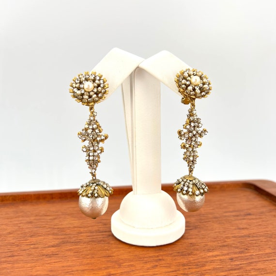 Early Miriam Haskell Earrings Encrusted Baroque B… - image 2