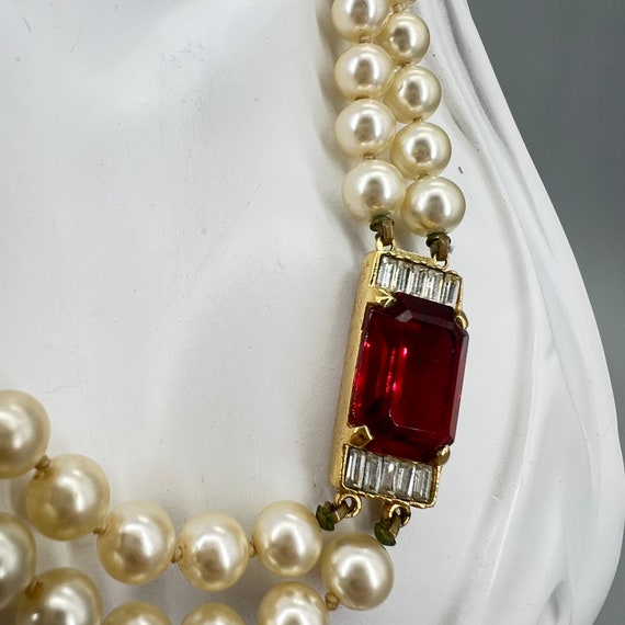 Vintage SAL Swarovski Red Art Deco Pearl Rhinesto… - image 1