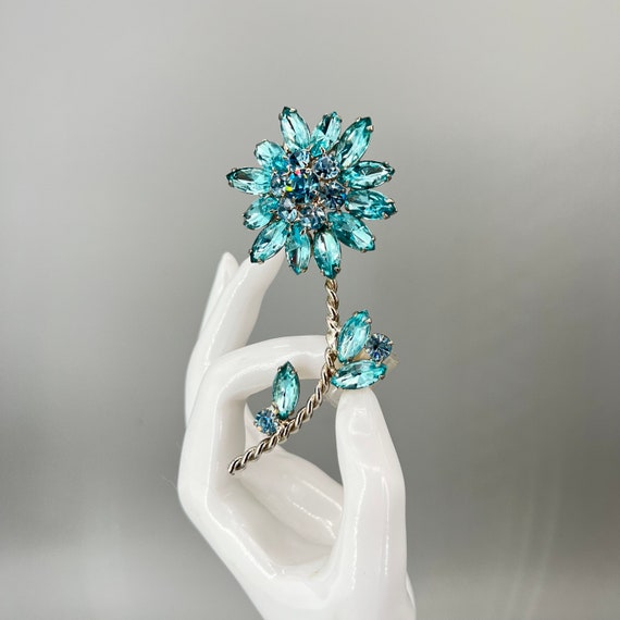 Gold & Silver Rhinestone Flower Brooch