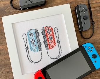 Switch Controller Cross Stitch Pattern, Modern Nordic Pattern, Instant Download, PDF