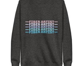 Fiber Artist Unisex Sweatshirt, Sweater, Fleece Lined, Charcoal and White, Pastel Rainbow