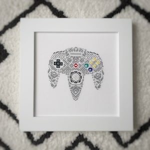 Modern Nordic Retro Game Controller Cross Stitch Pattern, Instant Download, PDF
