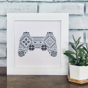 Modern Nordic Retro Console Controller Cross Stitch Pattern, Instant Download, PDF