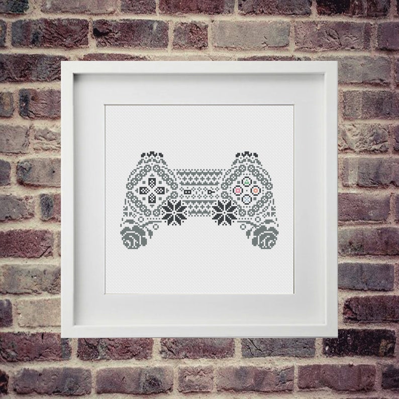 Modern Nordic Retro Console Controller Cross Stitch Pattern Etsy