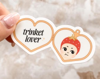 Trinket Lover - Strawberry Grumpy Angel Locket Weatherproof Sticker