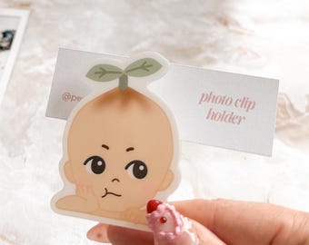 Grumpy Angel Plant Sprout Boy Photo Clip Holder | For Displaying Photo Cards, Photo Booth Strips, Polaroids, etc