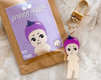Grumpy Angels - Eggplant Boy Acrylic Keychain
