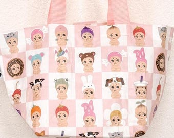 Grumpy Angels Checkered Market Tote - Small