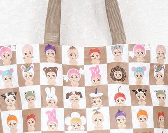 Grumpy Angels Checkered Market Tote - Large