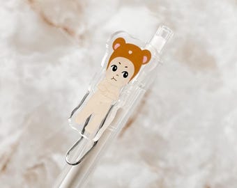 Teddy Bear Boy Grumpy Angel Gel Pen - 0.5mm Black Ink