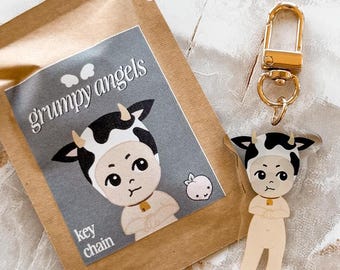 Grumpy Angels - Cow Boy Acrylic Keychain