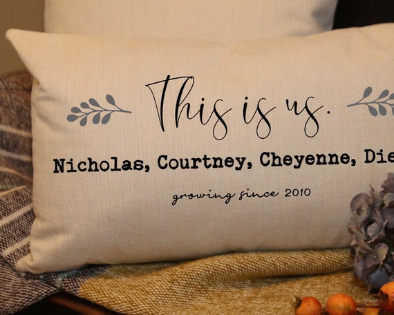 Personalized Family Lumbar Pillow Cover Script This Is Us Etsy