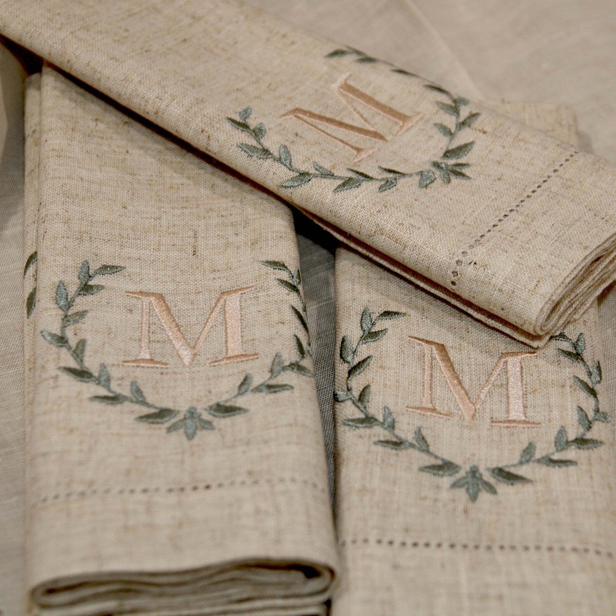 Napkins: Embroidered Dinner Napkins, Personalized Cloth Napkins With Hemstitch, Monogram Napkin - Etsy