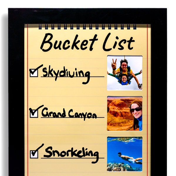 Bucket List Picture Frame - Track and display photos of your best moments, travels, achievements / Travel Goals / Vacation Goals