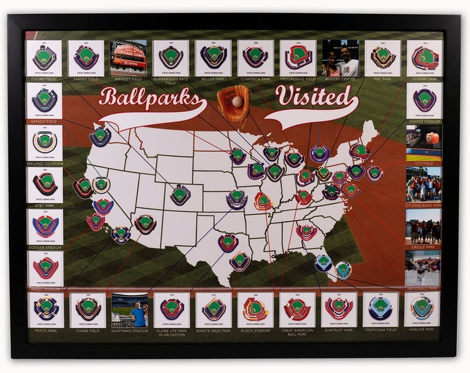 Baseball Stadium Photo Map Framed Ballpark Photo Map major League Baseball Stadium Picture Frame