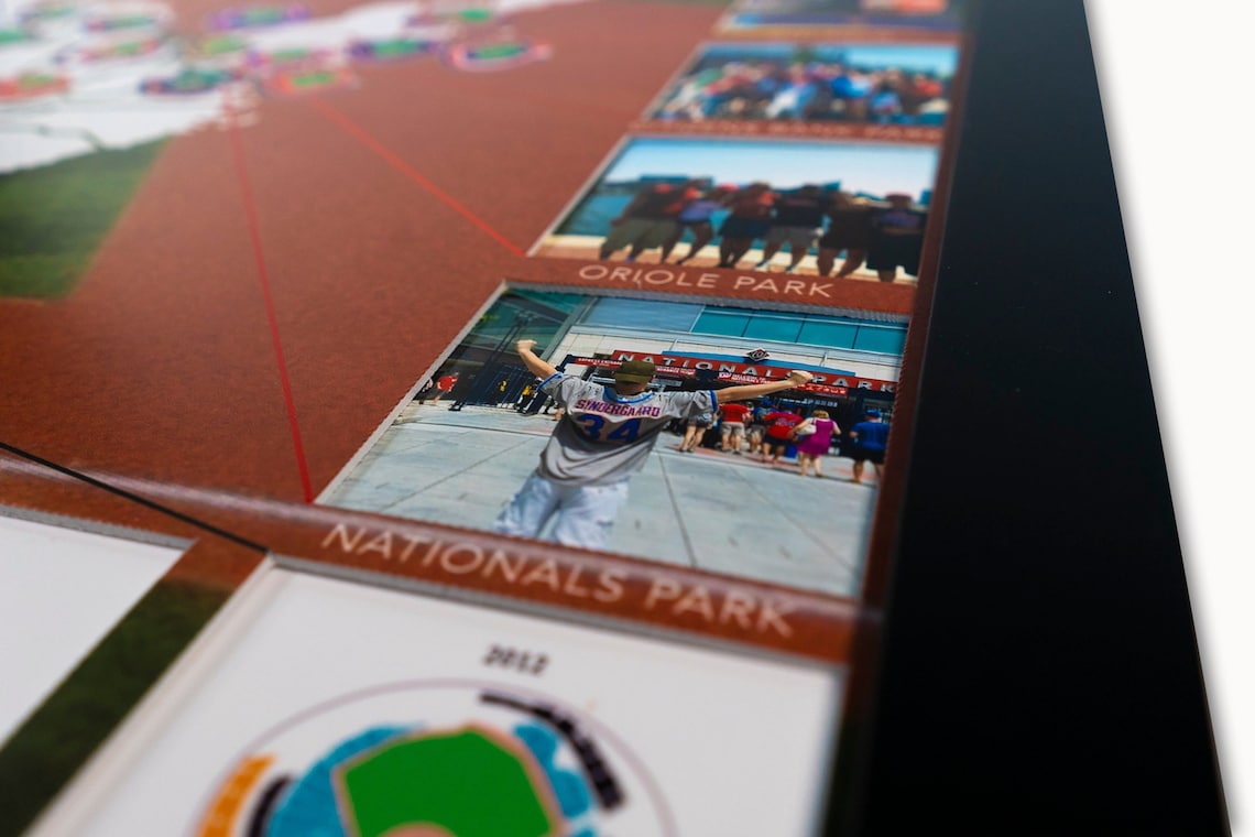 Baseball Stadium Photo Map Framed Ballpark Photo Map major Etsy